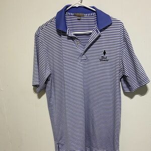 Peter Millar Shirt Small S Purple Lilac Striped Summer Comfort Polo Casual Golf
